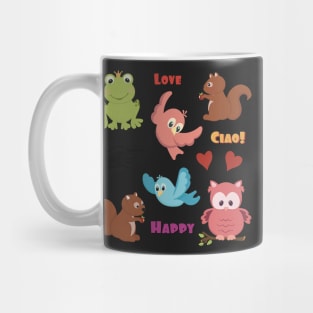 Cute set of stickers, animals and words Mug